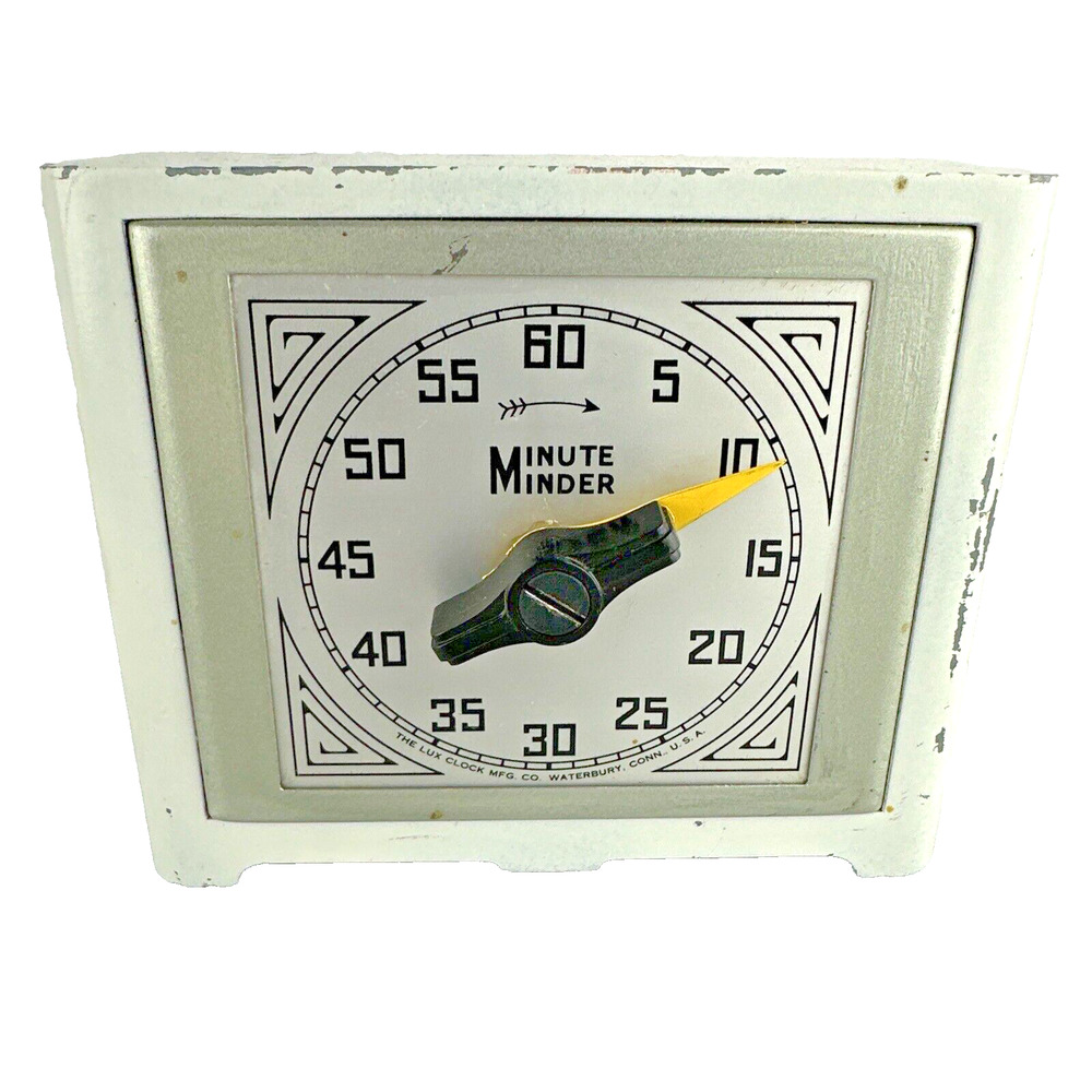 Vintage Minute‎ Minder Lux Clock MFG CO Kitchen Timer Non-Working Art Deco Décor